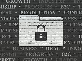 Image showing Finance concept: Folder With Lock on wall background