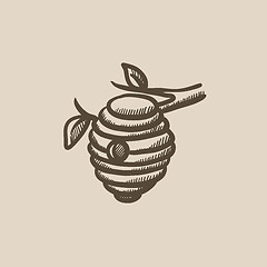 Image showing Bee hive sketch icon.