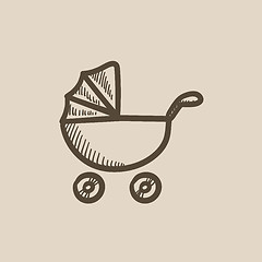 Image showing Baby stroller sketch icon.