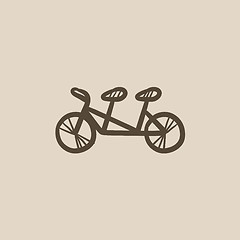 Image showing Tandem bike sketch icon.