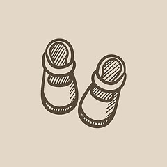 Image showing Baby booties sketch icon.