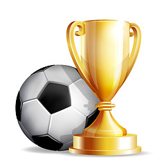 Image showing Gold cup with a football ball