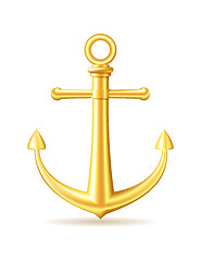 Image showing Gold anchor on white background.