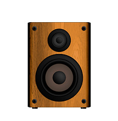 Image showing Wooden Loud Speaker Isolated on White