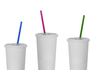 Image showing White plastic fastfood cups