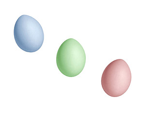 Image showing Colored eggs on a white background