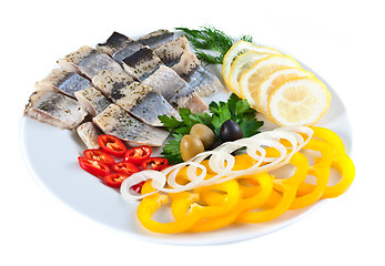 Image showing fish on plate with vegetables