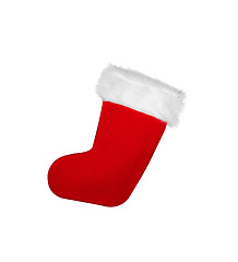 Image showing Santa\'s red stocking. Concept of christmas or holiday.