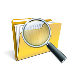 Image showing Magnifying glass over the yellow folder