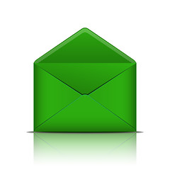 Image showing Green open envelope isolated on white background.