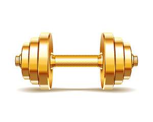 Image showing Golden realistic dumbbell