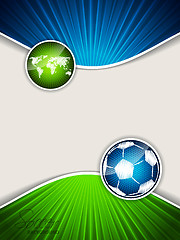 Image showing Abstract soccer brochure with blue ball and green map