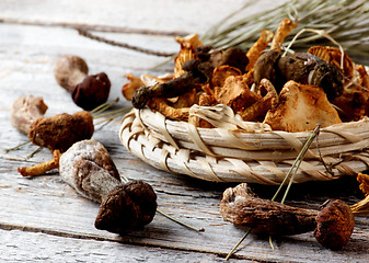 Image showing Arrangement of Dried Mushrooms