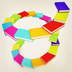 Image showing colorful real books. 3D illustration. Vintage style.