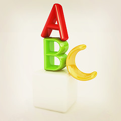 Image showing alphabet and blocks. 3D illustration. Vintage style.