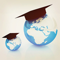 Image showing The growth of education. Globally. 3D illustration. Vintage styl