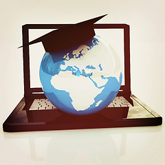 Image showing Global On line Education. 3D illustration. Vintage style.