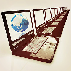 Image showing Computer Network Online concept. 3D illustration. Vintage style.