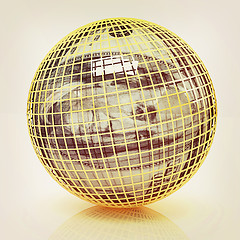 Image showing Sphere from  dollar. 3D illustration. Vintage style.