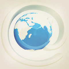 Image showing Glossy icon with mail for Earth. 3D illustration. Vintage style.