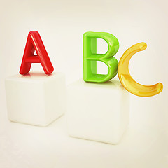 Image showing alphabet and blocks. 3D illustration. Vintage style.