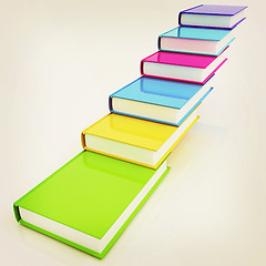 Image showing colorful real books. 3D illustration. Vintage style.