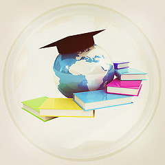 Image showing Global Education button. 3D illustration. Vintage style.