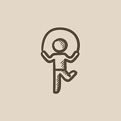 Image showing Child jumping rope sketch icon.