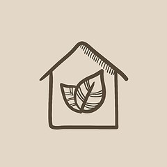 Image showing Eco-friendly house sketch icon.