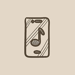 Image showing Phone with musical note sketch icon.