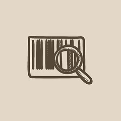 Image showing Magnifying glass and barcode sketch icon.