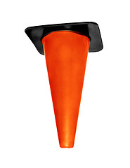 Image showing Orange plastic cone isolated on white background