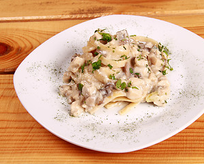 Image showing pasta with tomato sauce and meat