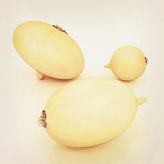 Image showing Ripe onion. 3D illustration. Vintage style.