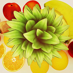 Image showing colorful citrus background. 3D illustration. Vintage style.