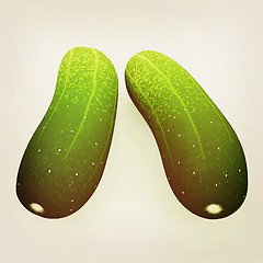 Image showing fresh cucumbers. 3D illustration. Vintage style.
