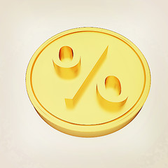 Image showing Gold percent coin. 3D illustration. Vintage style.