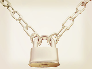 Image showing chains and padlock isolation on white background. 3D illustratio
