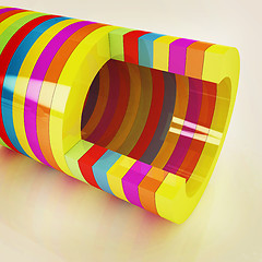 Image showing 3d colorful abstract cut pipe. 3D illustration. Vintage style.