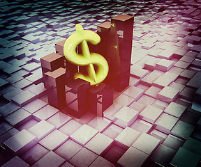 Image showing Currency dollar business graph on urban background. 3D illustrat