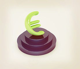 Image showing Euro sign on podium. 3D illustration. Vintage style.