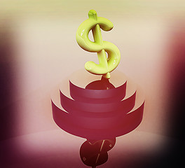 Image showing icon dollar sign on podium. 3D illustration. Vintage style.