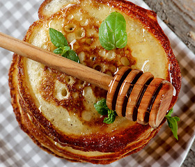 Image showing Pancakes with Honey Dipper 