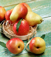 Image showing Yellow and Red Pears