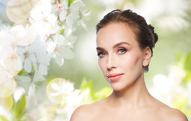 Image showing beautiful young woman face over white background