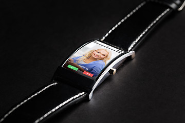 Image showing close up of smart watch with incoming call