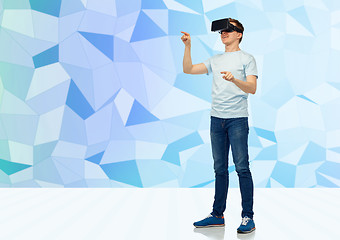 Image showing happy man in virtual reality headset or 3d glasses