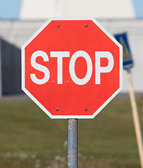 Image showing Old stop sign on an abandoned USAF air base