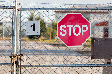 Image showing Old stop sign on an abandoned USAF air base
