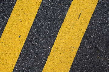 Image showing Black Road Pavement with Yellow Line